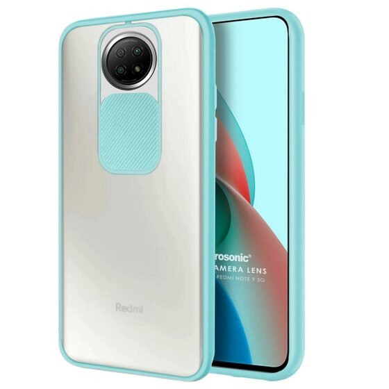 Microsonic Xiaomi Redmi Note 9 5G Kılıf Slide Camera Lens Protection Turkuaz