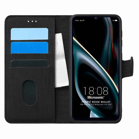 Microsonic Reeder P13 Blue Max 2021 128 GB Kılıf Fabric Book Wallet Siyah