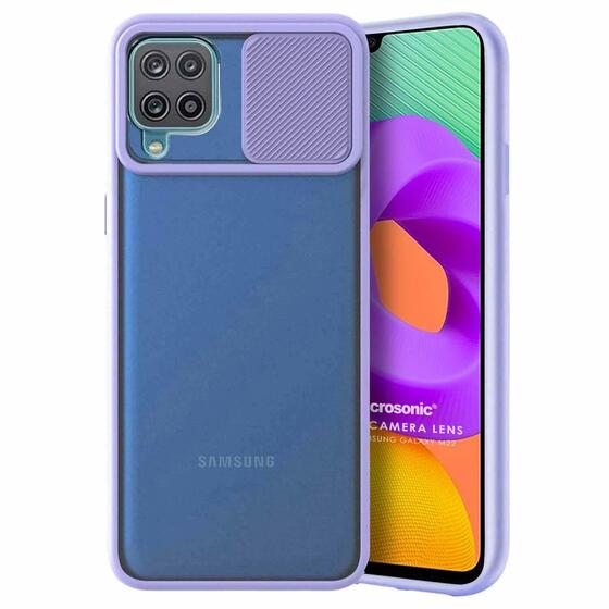 Microsonic Samsung Galaxy M22 Kılıf Slide Camera Lens Protection Lila