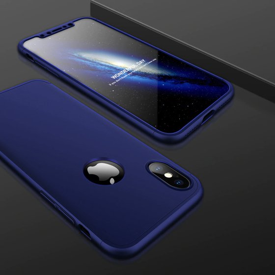 Microsonic Apple iPhone X Kılıf Double Dip 360 Protective Lacivert