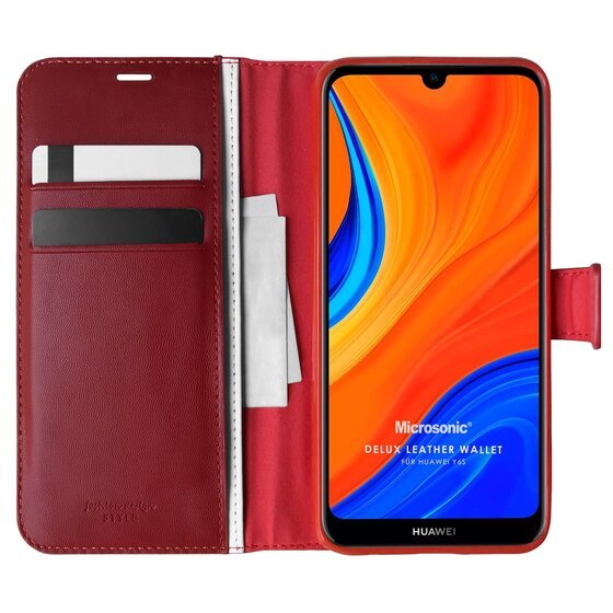 Microsonic Huawei Y6S Kılıf Delux Leather Wallet Kırmızı