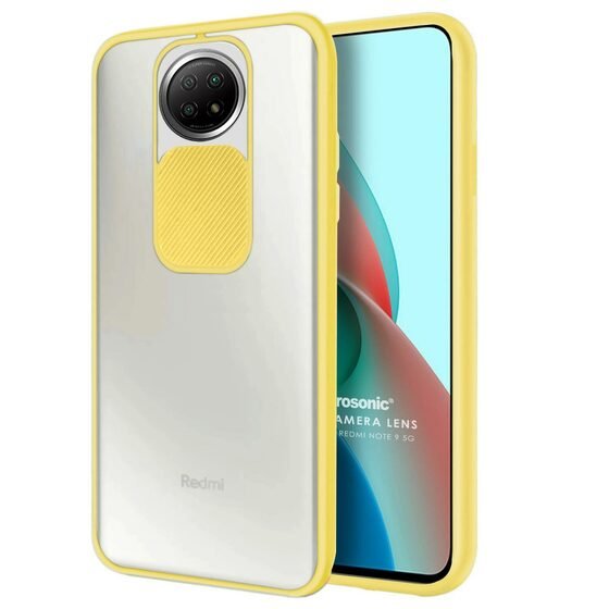 Microsonic Xiaomi Redmi Note 9 5G Kılıf Slide Camera Lens Protection Sarı