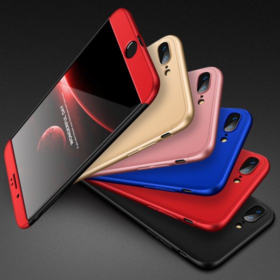 Microsonic Apple iPhone 8 Plus Kılıf Double Dip 360 Protective Siyah Kırmızı