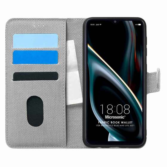 Microsonic Reeder P13 Blue Max 2021 128 GB Kılıf Fabric Book Wallet Gri