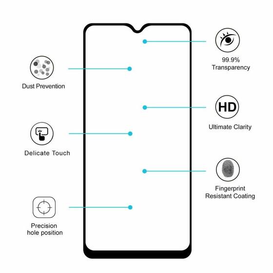 Microsonic Samsung Galaxy A20s Tam Kaplayan Temperli Cam Ekran Koruyucu Siyah