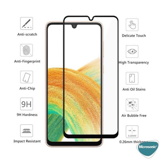 Microsonic Samsung Galaxy A33 5G Tam Kaplayan Temperli Cam Ekran Koruyucu Siyah