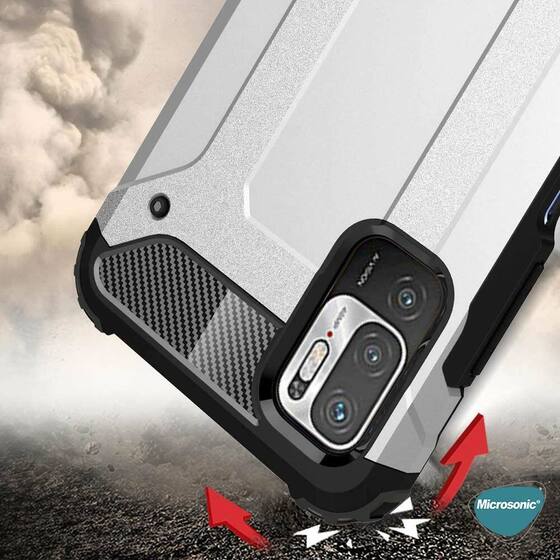 Microsonic Xiaomi Redmi Note 10 5G Kılıf Rugged Armor Siyah