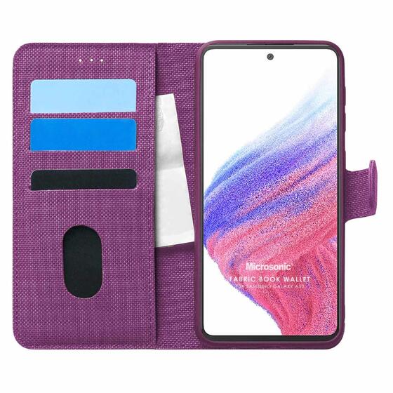 Microsonic Samsung Galaxy A53 5G Kılıf Fabric Book Wallet Mor