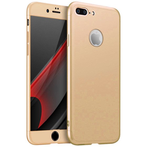 Microsonic Apple iPhone 8 Plus Kılıf Double Dip 360 Protective Gold