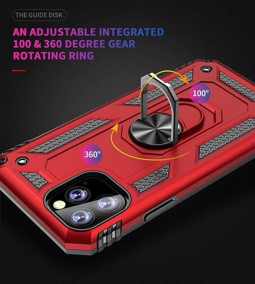 Microsonic Apple iPhone 11 Pro (5.8'') Kılıf Military Ring Holder Gümüş