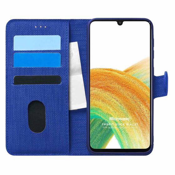 Microsonic Samsung Galaxy A33 5G Kılıf Fabric Book Wallet Lacivert