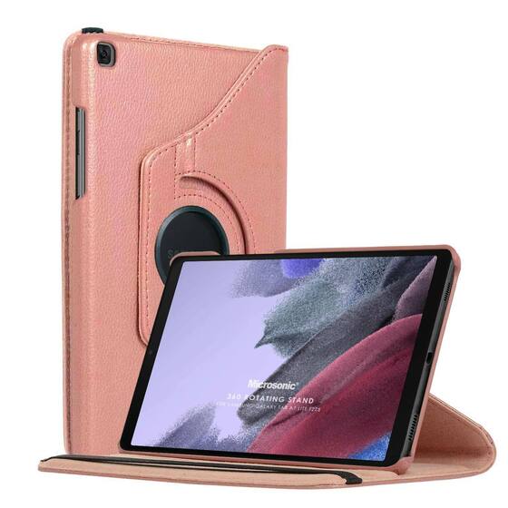 Microsonic Samsung Galaxy Tab A7 Lite T225 Kılıf 360 Rotating Stand Deri Rose Gold