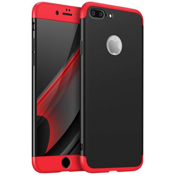 Microsonic Apple iPhone 7 Plus Kılıf Double Dip 360 Protective Siyah Kırmızı