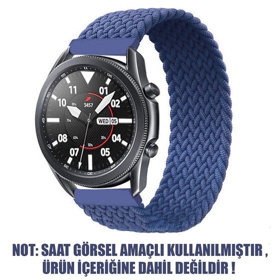 Microsonic Huawei Watch 5 46mm Kordon, (Large Size, 165mm) Braided Solo Loop Band Lacivert