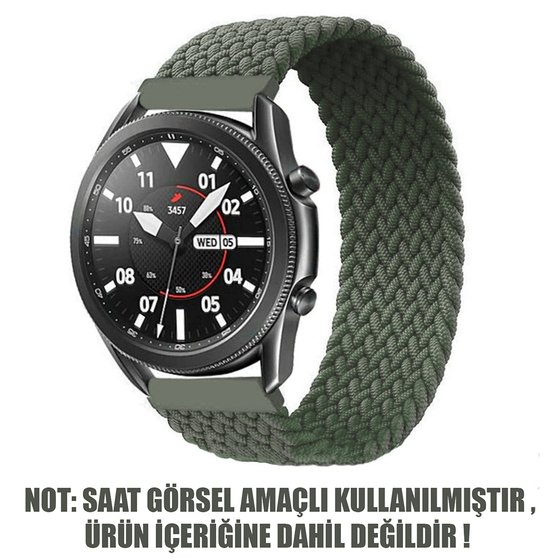 Microsonic Huawei Watch 5 46mm Kordon, (Large Size, 165mm) Braided Solo Loop Band Koyu Yeşil