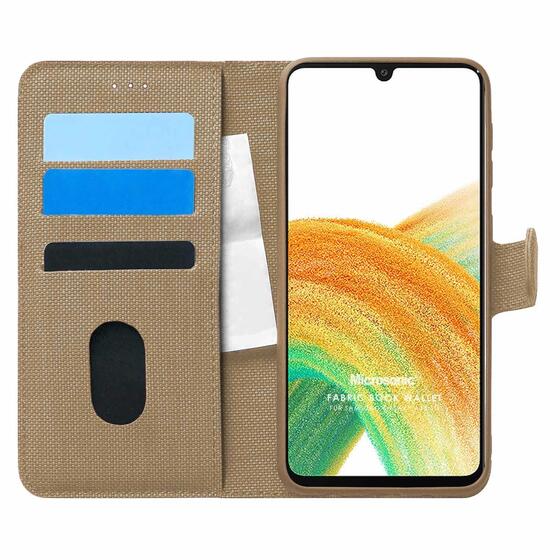 Microsonic Samsung Galaxy A33 5G Kılıf Fabric Book Wallet Gold