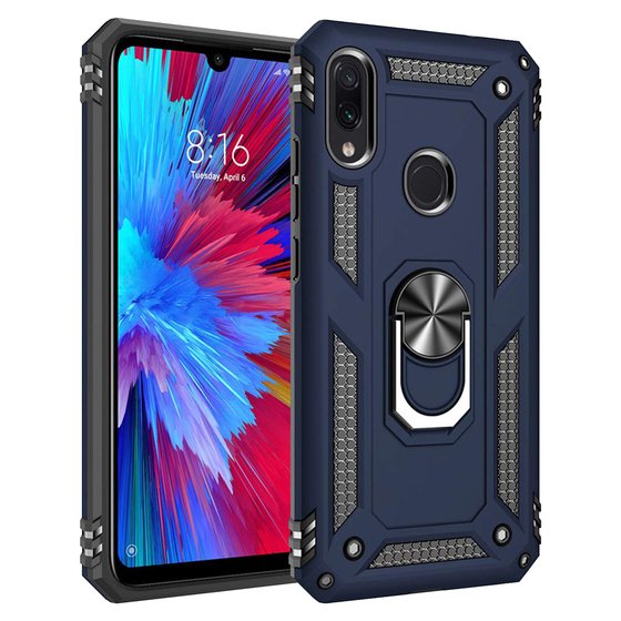 Microsonic Xiaomi Redmi Note 7 Pro Kılıf Military Ring Holder Lacivert