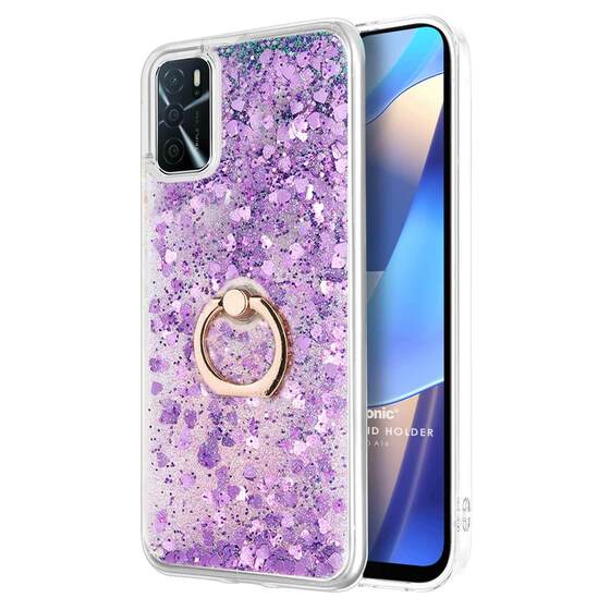 Microsonic Oppo A16 Kılıf Glitter Liquid Holder Mor