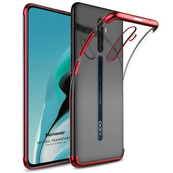 Microsonic Oppo Reno 2Z Kılıf Skyfall Transparent Clear Kırmızı