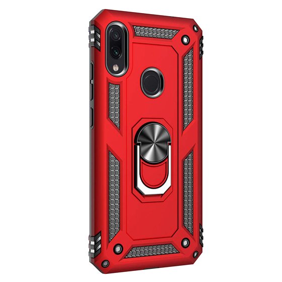 Microsonic Xiaomi Redmi Note 7 Pro Kılıf Military Ring Holder Kırmızı