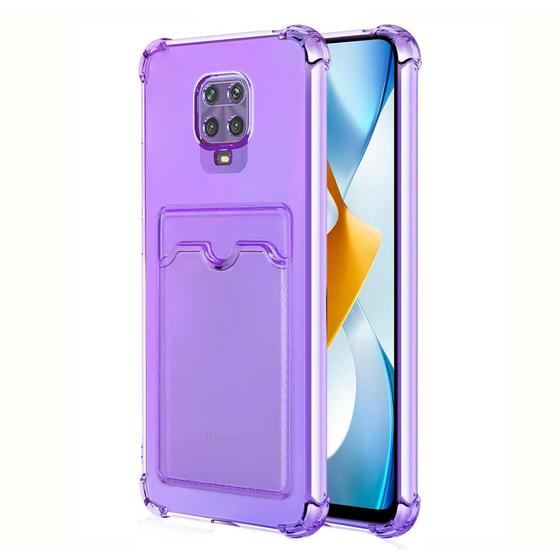 Microsonic Xiaomi Redmi Note 9 Pro Card Slot Shock Kılıf Lila