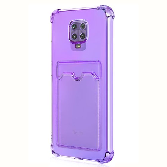 Microsonic Xiaomi Redmi Note 9 Pro Card Slot Shock Kılıf Lila