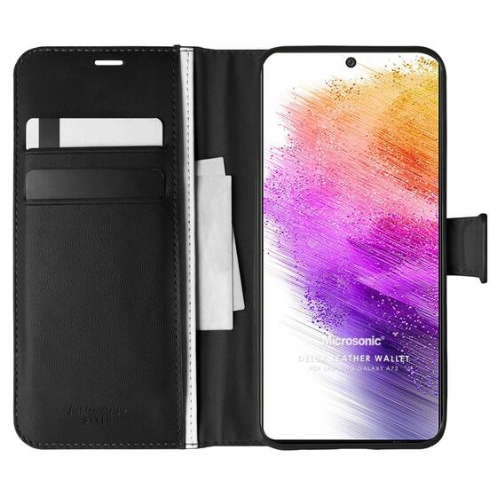 Microsonic Samsung Galaxy A73 5G Kılıf Delux Leather Wallet Siyah