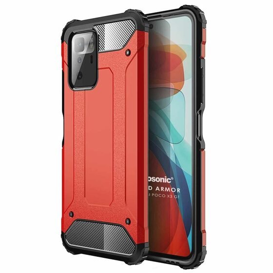 Microsonic Xiaomi Poco X3 GT Kılıf Rugged Armor Kırmızı