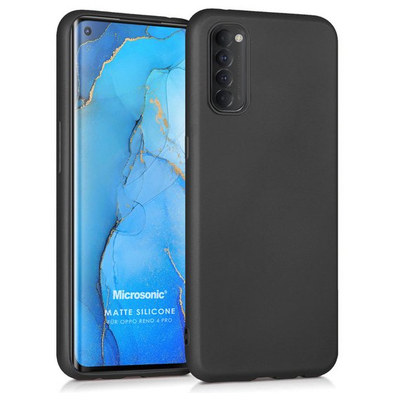 Microsonic Matte Silicone Oppo Reno 4 Pro Kılıf Siyah