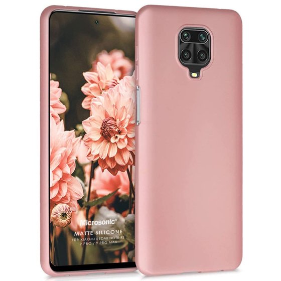 Microsonic Matte Silicone Xiaomi Redmi Note 9 Pro Max Kılıf Rose Gold