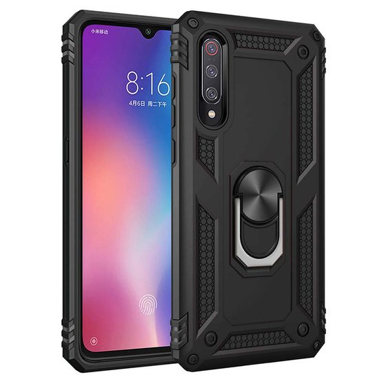 Microsonic Xiaomi Mi 9 SE Kılıf Military Ring Holder Siyah