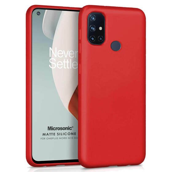 Microsonic Matte Silicone OnePlus Nord N10 5G Kılıf Kırmızı