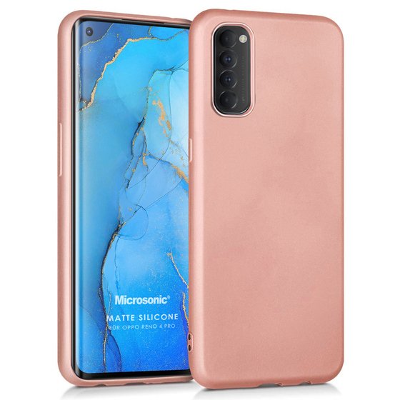 Microsonic Matte Silicone Oppo Reno 4 Pro Kılıf Rose Gold