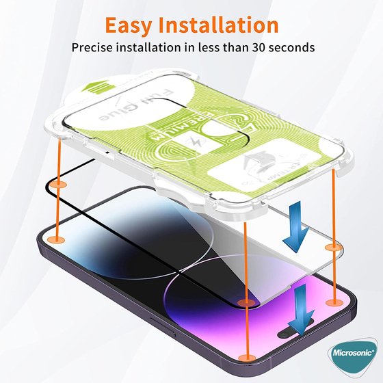 Microsonic Apple iPhone 14 Magic Uygulama Aparatlı Tam Kapatan Ekran Koruyucu Siyah