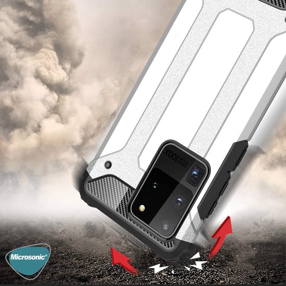 Microsonic Samsung Galaxy S20 Ultra Kılıf Rugged Armor Mavi