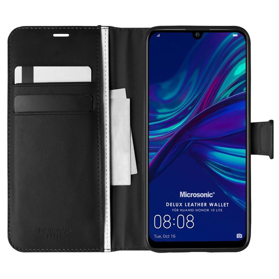 Microsonic Huawei Honor 10 Lite Kılıf Delux Leather Wallet Siyah