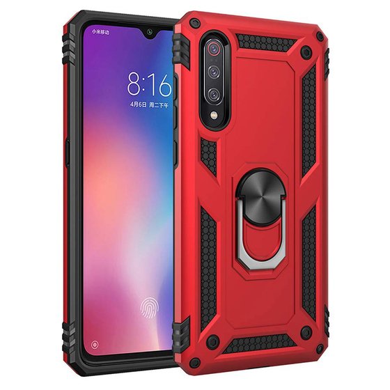 Microsonic Xiaomi Mi 9 SE Kılıf Military Ring Holder Kırmızı