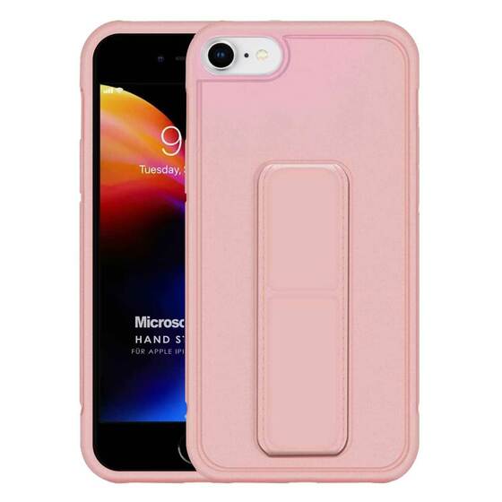 Microsonic Apple iPhone 8 Kılıf Hand Strap Rose Gold