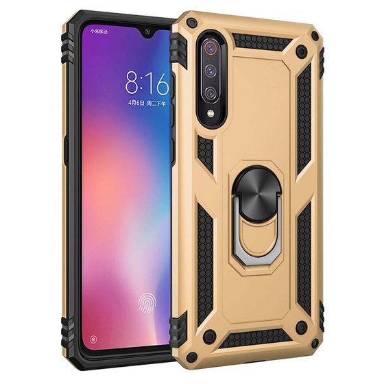 Microsonic Xiaomi Mi 9 SE Kılıf Military Ring Holder Gold