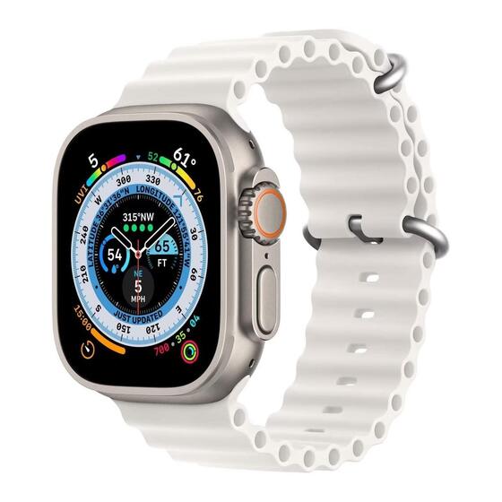 Microsonic Apple Watch Series 8 41mm Kordon Ocean Band Beyaz