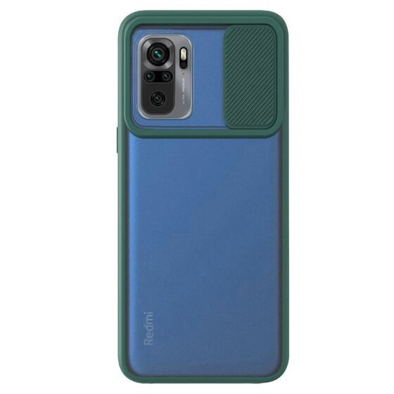 Microsonic Xiaomi Redmi Note 10S Kılıf Slide Camera Lens Protection Koyu Yeşil