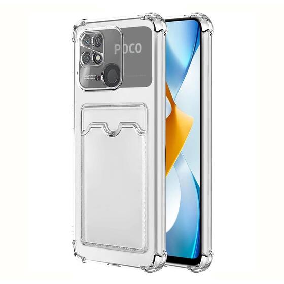 Microsonic Xiaomi Poco C40 Card Slot Shock Kılıf Şeffaf