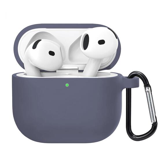 Microsonic Airpods 4.Nesil / ANC Liquid Silicone Lansman Lavanta Grisi