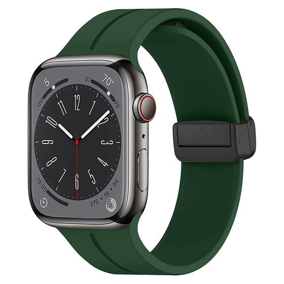 Microsonic Apple Watch Series 10 46mm Kordon Ribbon Line Koyu Yeşil