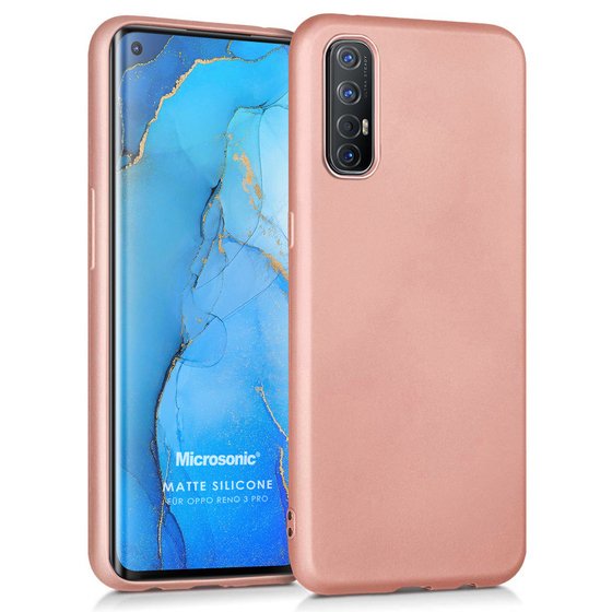 Microsonic Matte Silicone Oppo Reno 3 Pro Kılıf Rose Gold