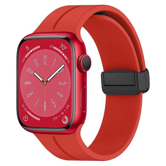 Microsonic Apple Watch Series 10 46mm Kordon Ribbon Line Kırmızı