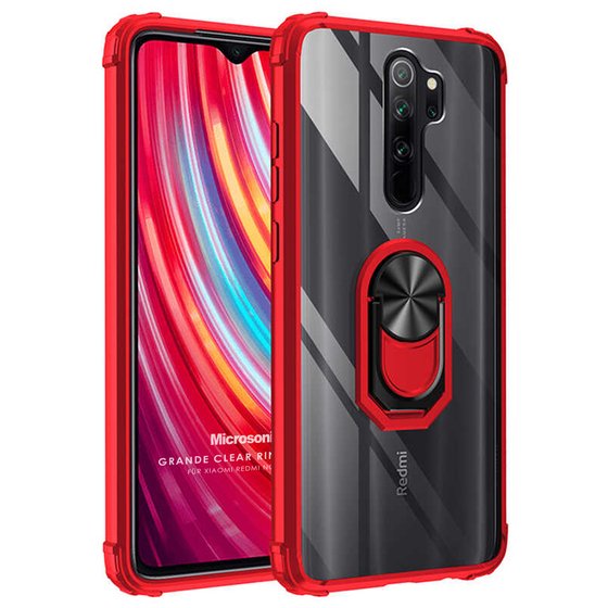 Microsonic Xiaomi Redmi Note 8 Pro Kılıf Grande Clear Ring Holder Kırmızı