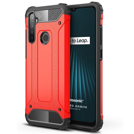 Microsonic Realme 5i Kılıf Rugged Armor Kırmızı