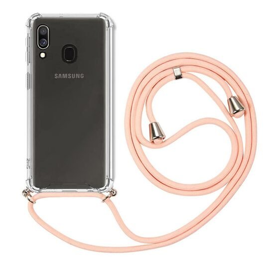 Microsonic Samsung Galaxy M20 Kılıf Neck Lanyard Rose Gold