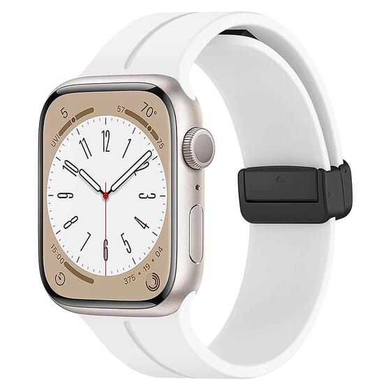 Microsonic Apple Watch Series 10 46mm Kordon Ribbon Line Beyaz